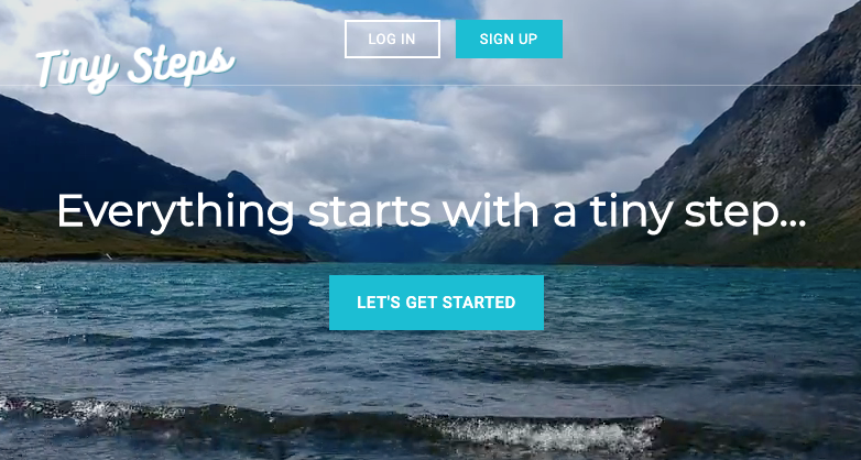 calming landscape landing page of Tiny Steps